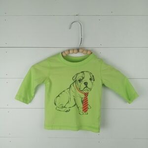First Impressions boys size 3-6 mos neon green long sleeve dog with tie design